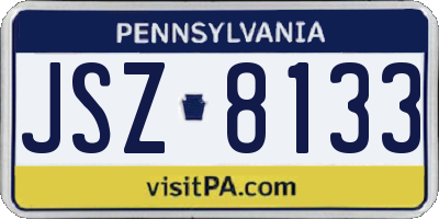 PA license plate JSZ8133
