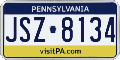 PA license plate JSZ8134