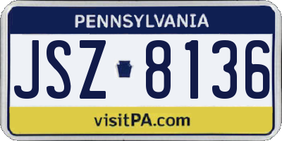 PA license plate JSZ8136