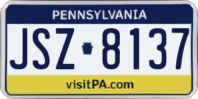 PA license plate JSZ8137