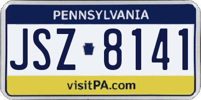 PA license plate JSZ8141