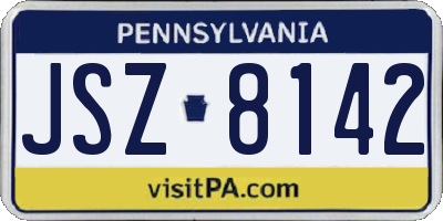 PA license plate JSZ8142