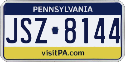 PA license plate JSZ8144