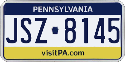 PA license plate JSZ8145