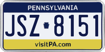 PA license plate JSZ8151