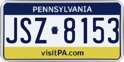 PA license plate JSZ8153