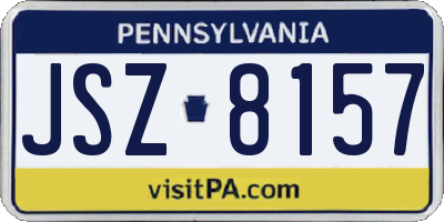 PA license plate JSZ8157