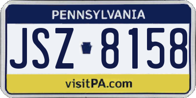 PA license plate JSZ8158