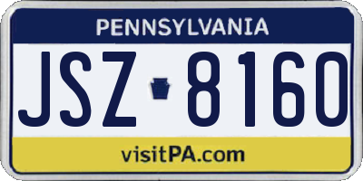 PA license plate JSZ8160