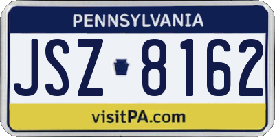 PA license plate JSZ8162