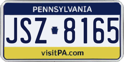 PA license plate JSZ8165