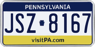 PA license plate JSZ8167