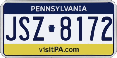 PA license plate JSZ8172