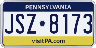 PA license plate JSZ8173