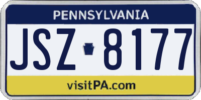 PA license plate JSZ8177