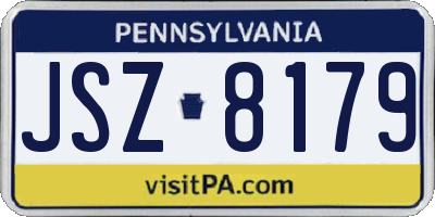PA license plate JSZ8179