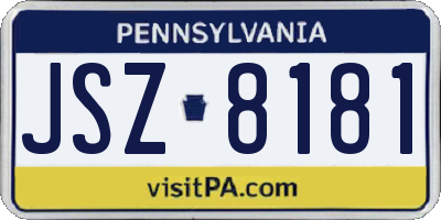 PA license plate JSZ8181