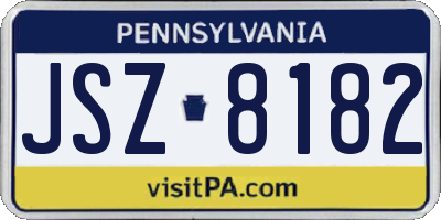 PA license plate JSZ8182