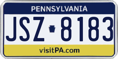 PA license plate JSZ8183