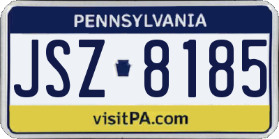 PA license plate JSZ8185