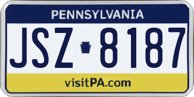 PA license plate JSZ8187