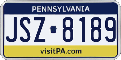 PA license plate JSZ8189