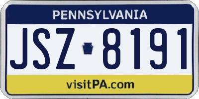 PA license plate JSZ8191