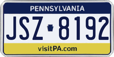 PA license plate JSZ8192