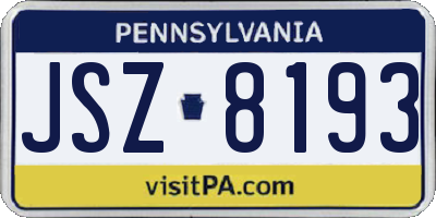 PA license plate JSZ8193
