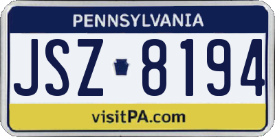 PA license plate JSZ8194