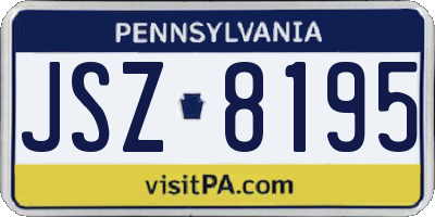 PA license plate JSZ8195