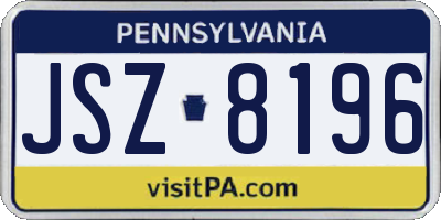 PA license plate JSZ8196