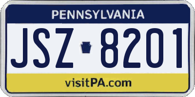 PA license plate JSZ8201