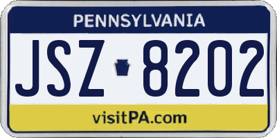 PA license plate JSZ8202