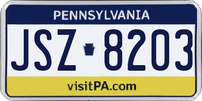 PA license plate JSZ8203