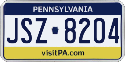 PA license plate JSZ8204