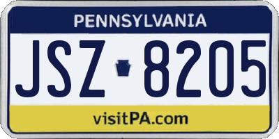 PA license plate JSZ8205