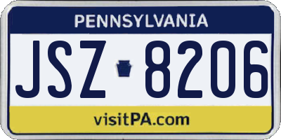PA license plate JSZ8206