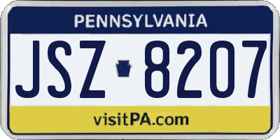PA license plate JSZ8207