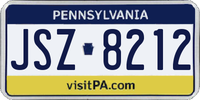 PA license plate JSZ8212