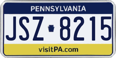 PA license plate JSZ8215