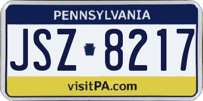 PA license plate JSZ8217