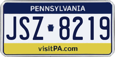 PA license plate JSZ8219