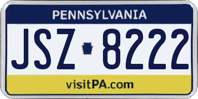 PA license plate JSZ8222