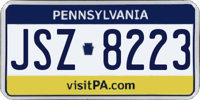 PA license plate JSZ8223