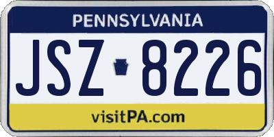 PA license plate JSZ8226