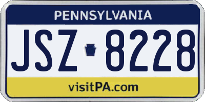PA license plate JSZ8228