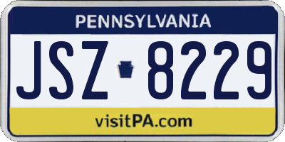 PA license plate JSZ8229