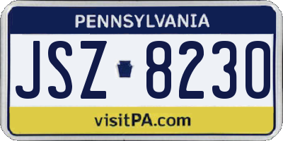 PA license plate JSZ8230