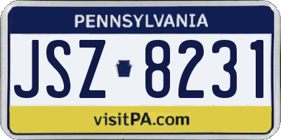 PA license plate JSZ8231